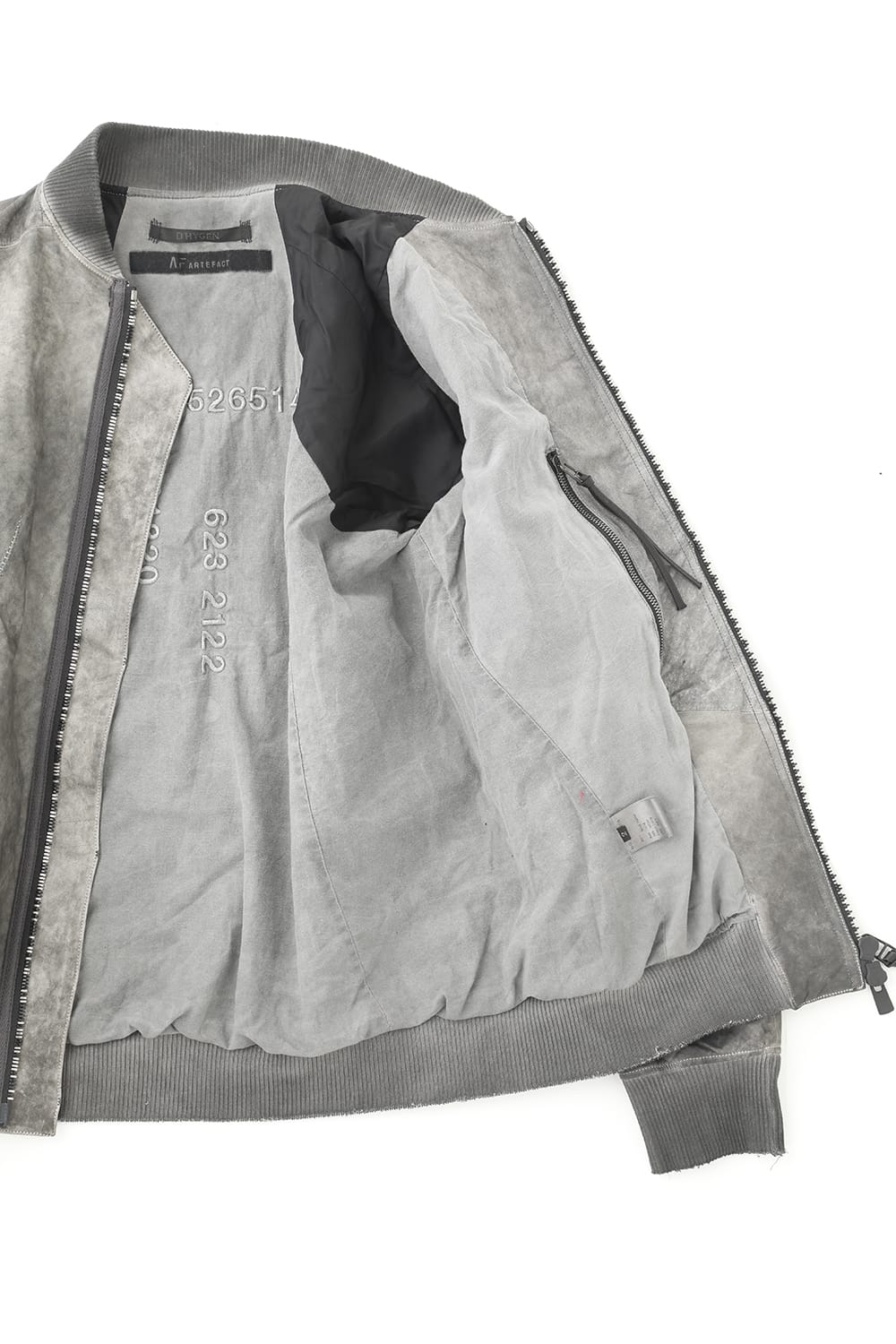 D.HYGEN×ARTEFACT Collaboration Item- Dye Horse Leather Bomber JKT Gray
