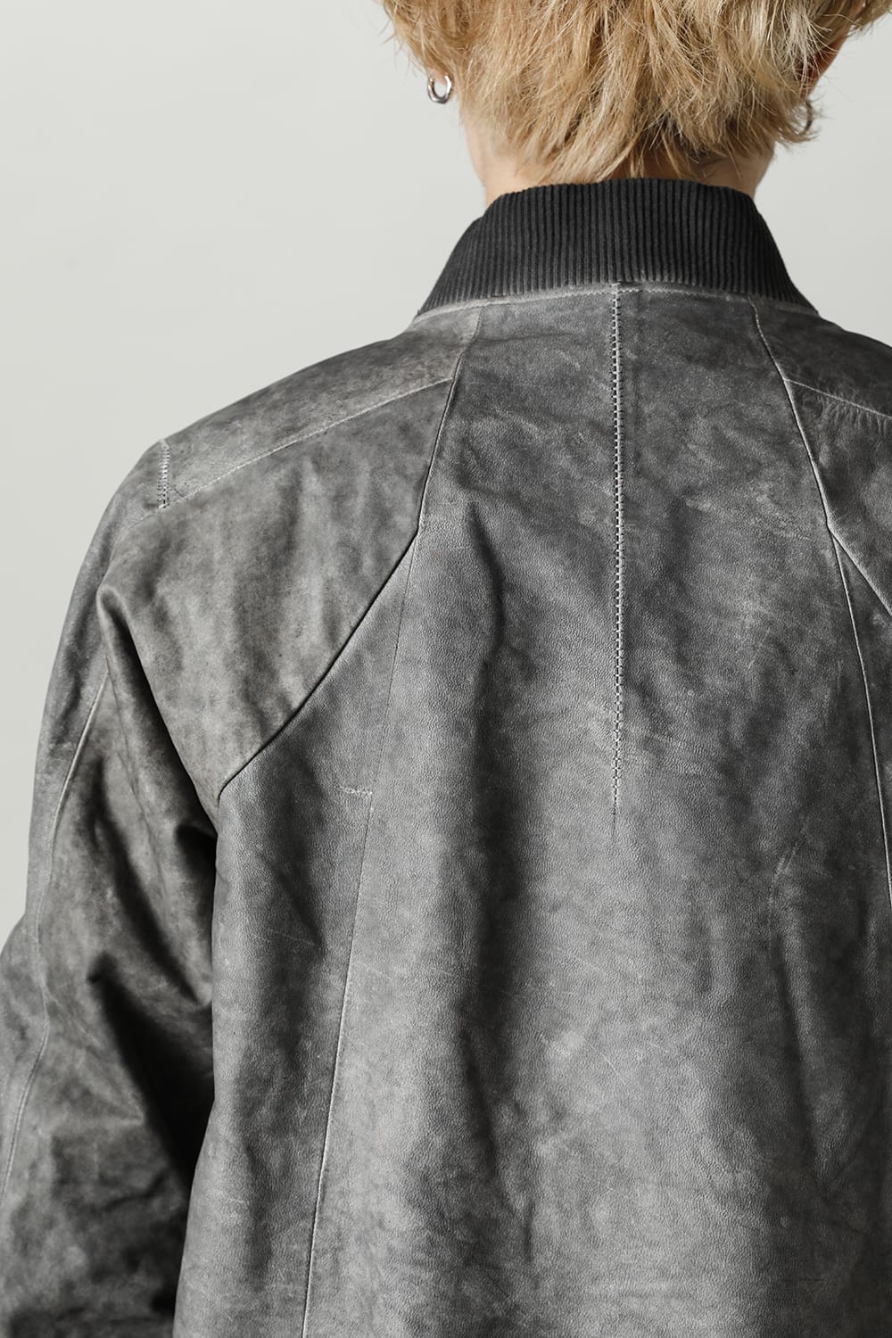 D.HYGEN×ARTEFACT Collaboration Item- Dye Horse Leather Bomber JKT Gray