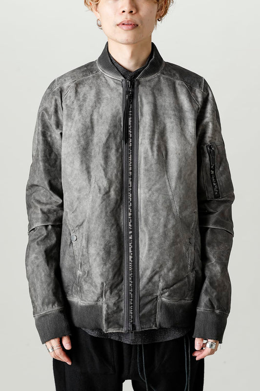 D.HYGEN×ARTEFACT Collaboration Item- Dye Horse Leather Bomber JKT Gray