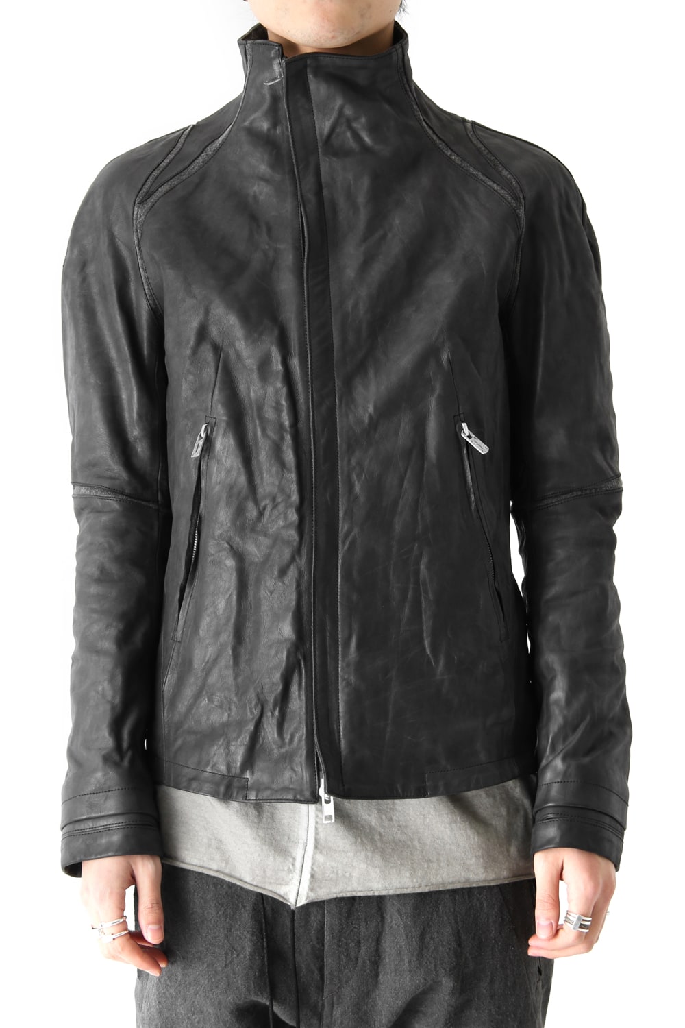 High Neck Leather Jacket