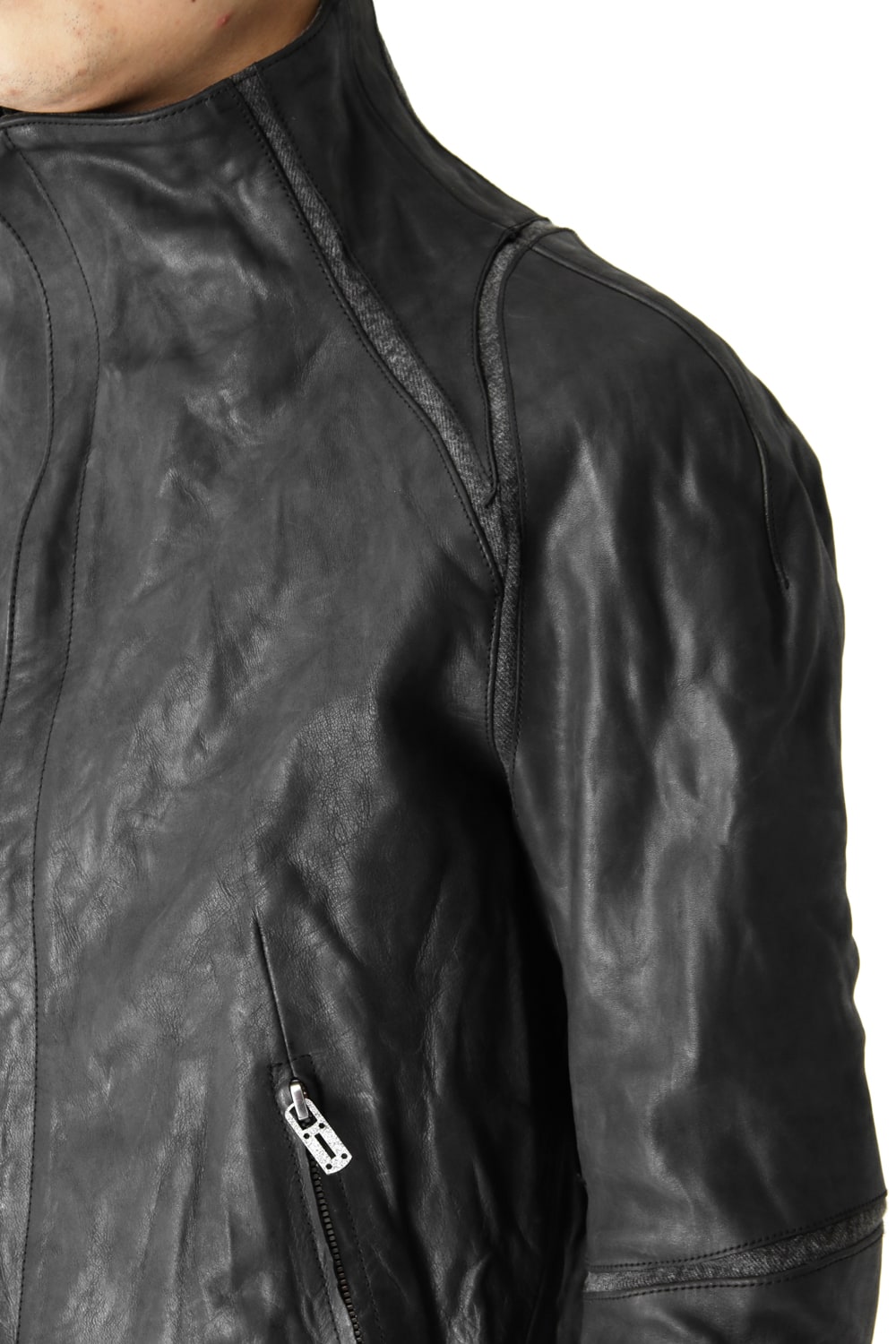High Neck Leather Jacket