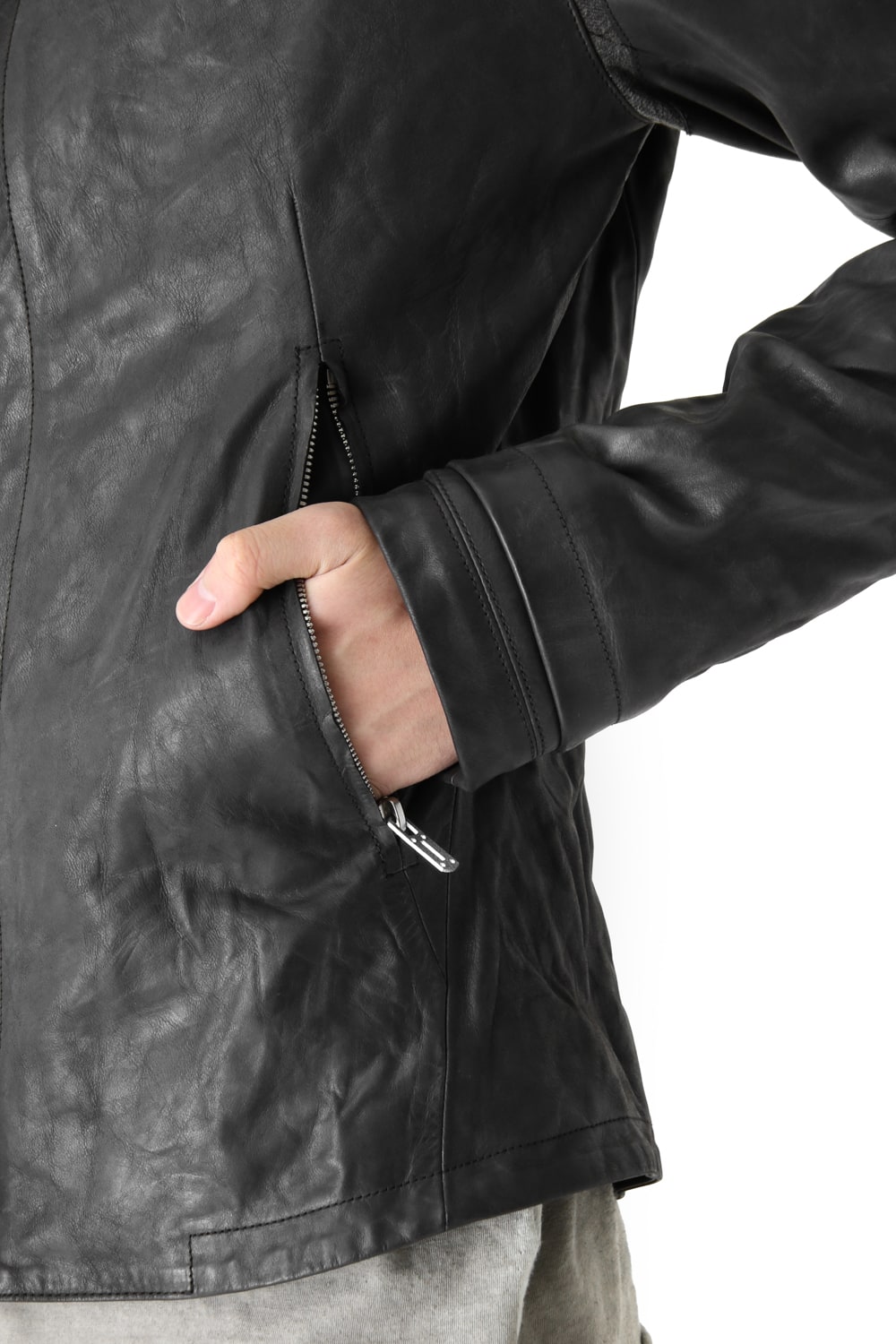 High Neck Leather Jacket