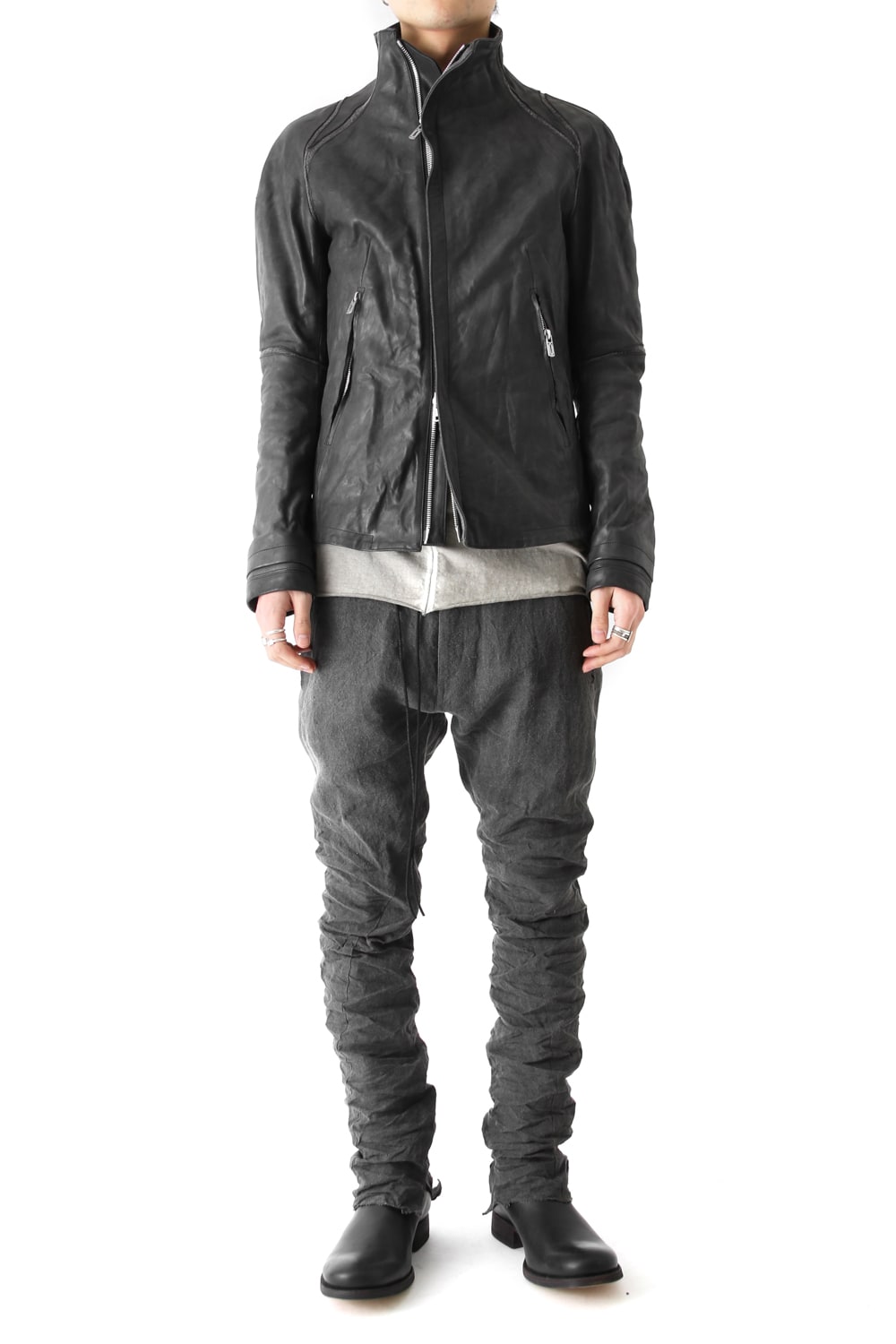 High Neck Leather Jacket