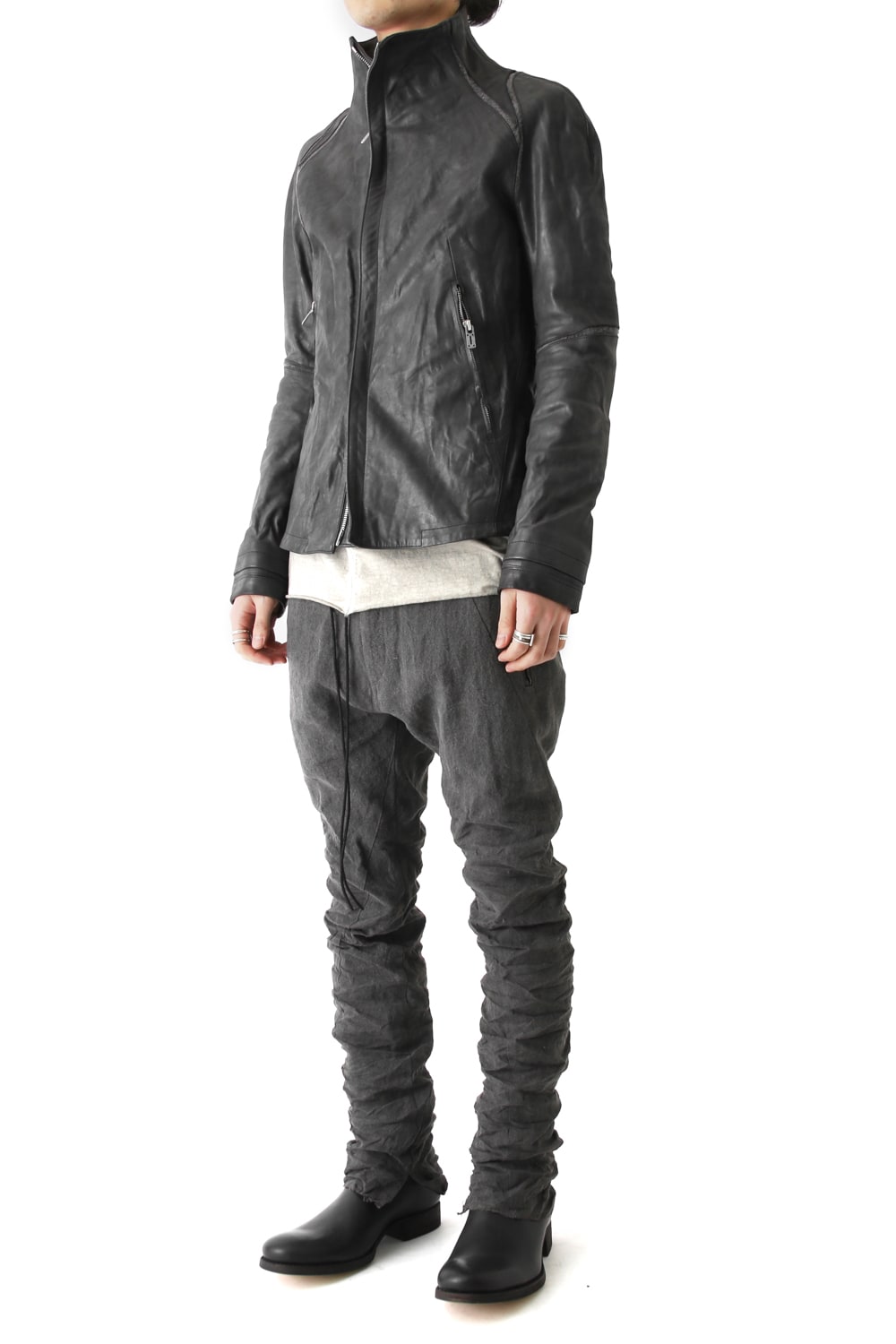 High Neck Leather Jacket