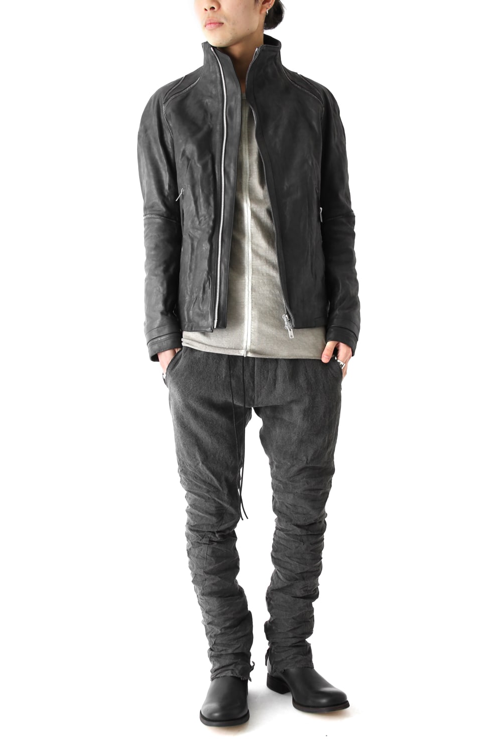 High Neck Leather Jacket