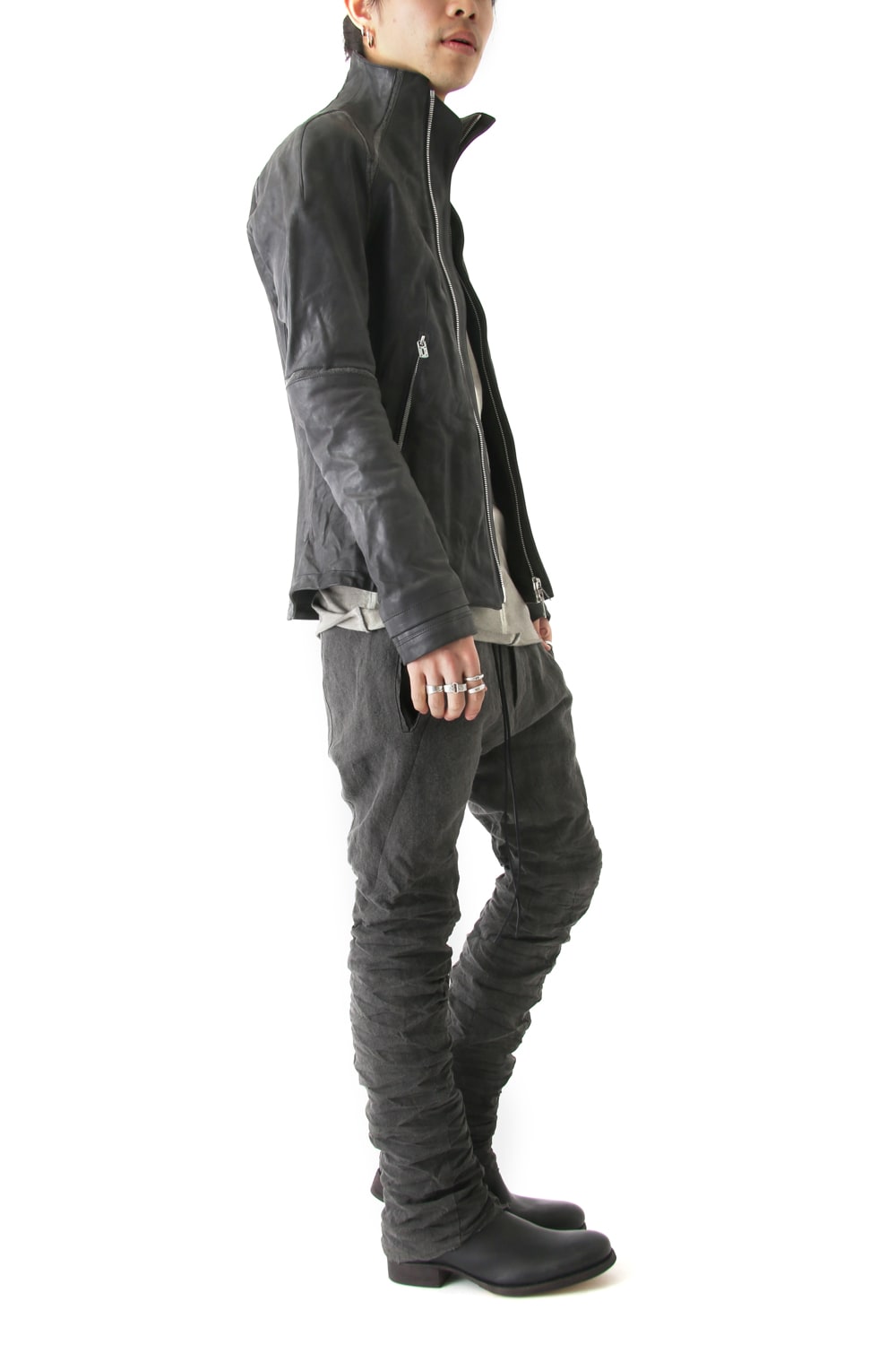 High Neck Leather Jacket