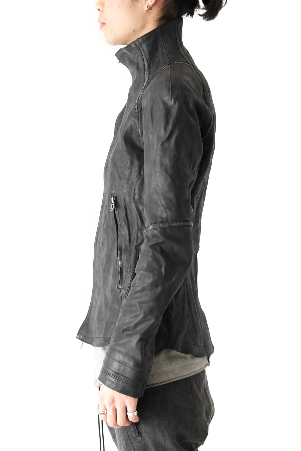 High Neck Leather Jacket