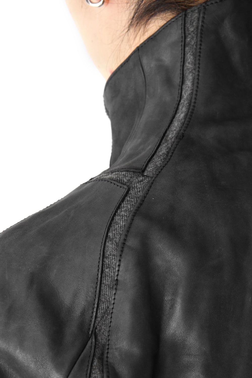 High Neck Leather Jacket