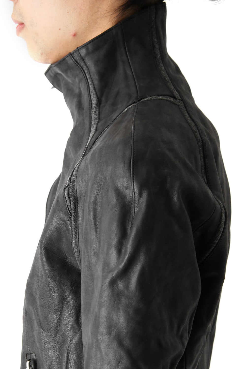 High Neck Leather Jacket