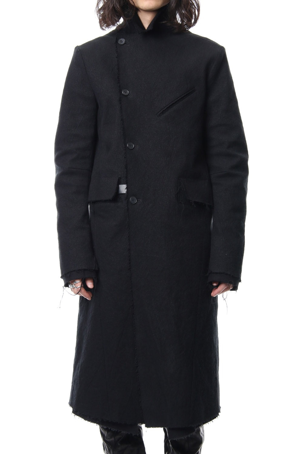 Heavy cotton × linen stretch officer coat