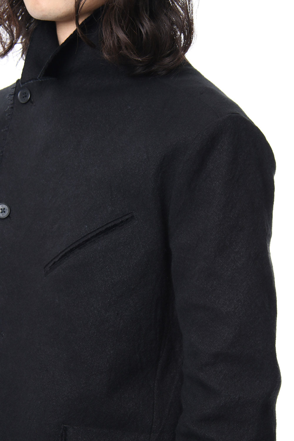 Heavy cotton × linen stretch officer coat