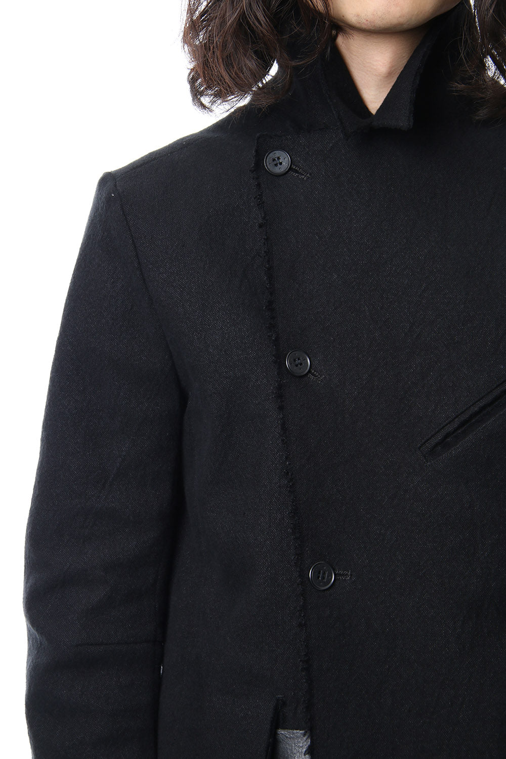 Heavy cotton × linen stretch officer coat