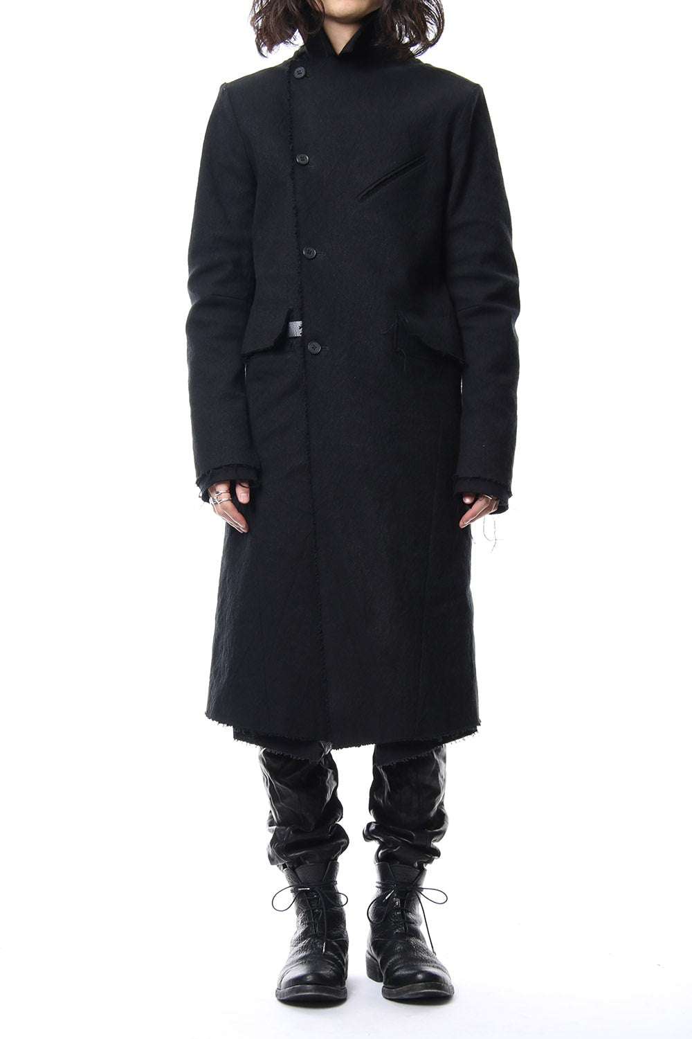 Heavy cotton × linen stretch officer coat