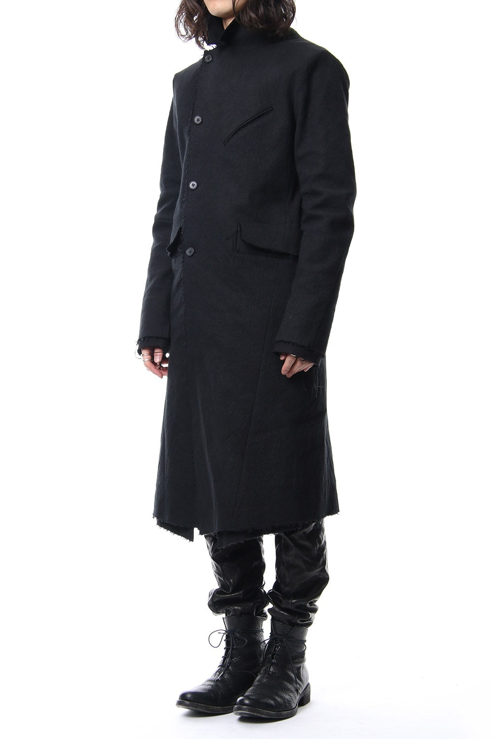 Heavy cotton × linen stretch officer coat