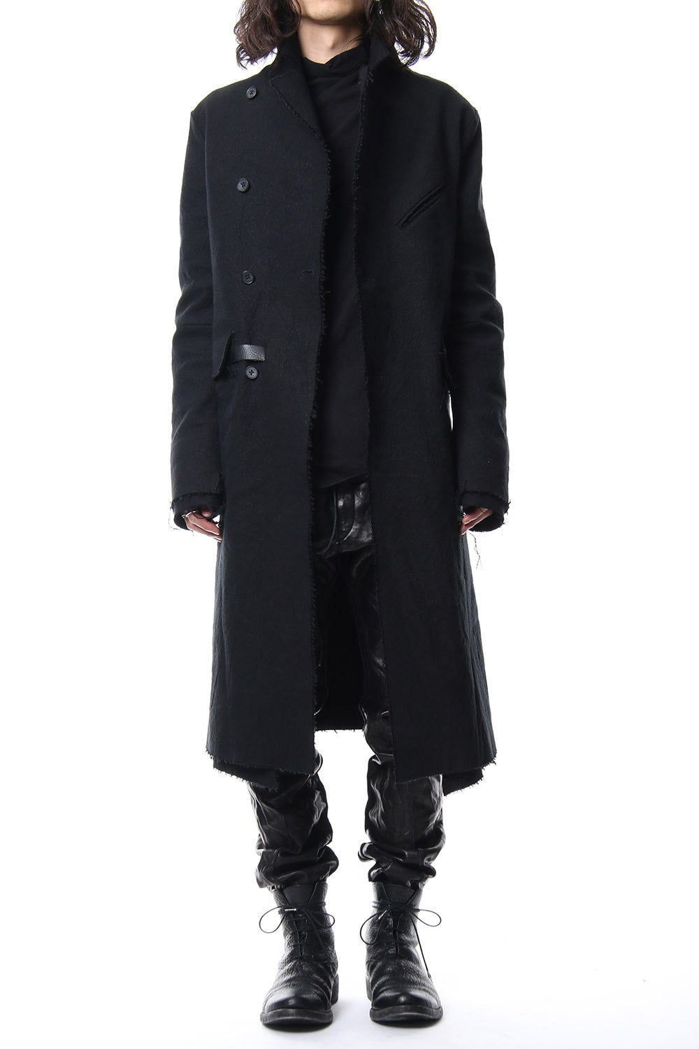 Heavy cotton × linen stretch officer coat