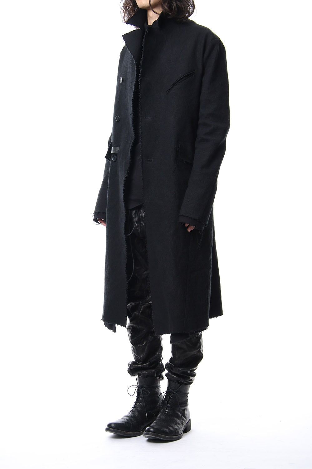 Heavy cotton × linen stretch officer coat