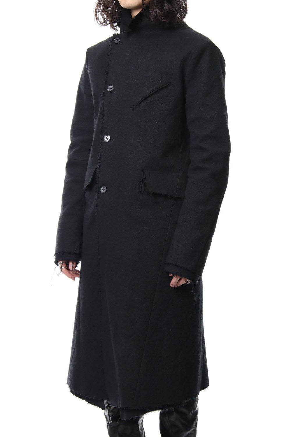 Heavy cotton × linen stretch officer coat