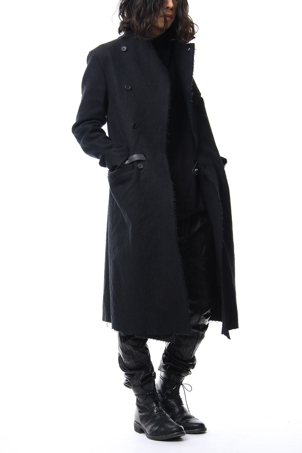 Heavy cotton × linen stretch officer coat