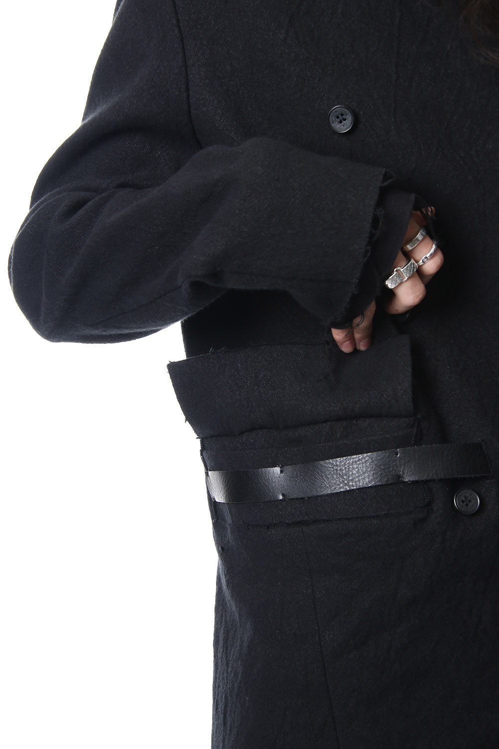 Heavy cotton × linen stretch officer coat