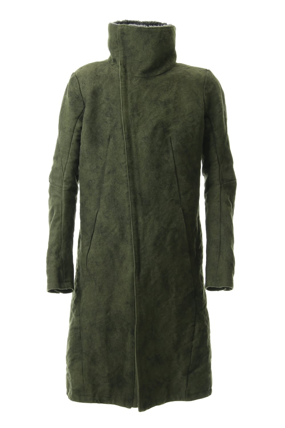 Jute Cotton Military twill High neck coat Khaki