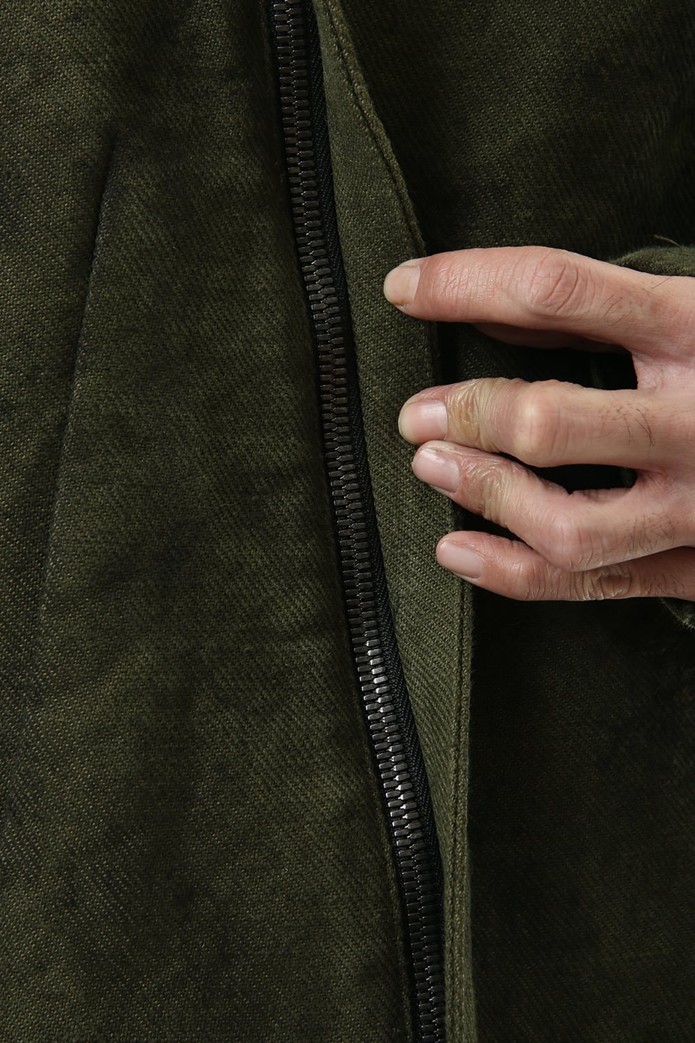 Jute Cotton Military twill High neck coat Khaki