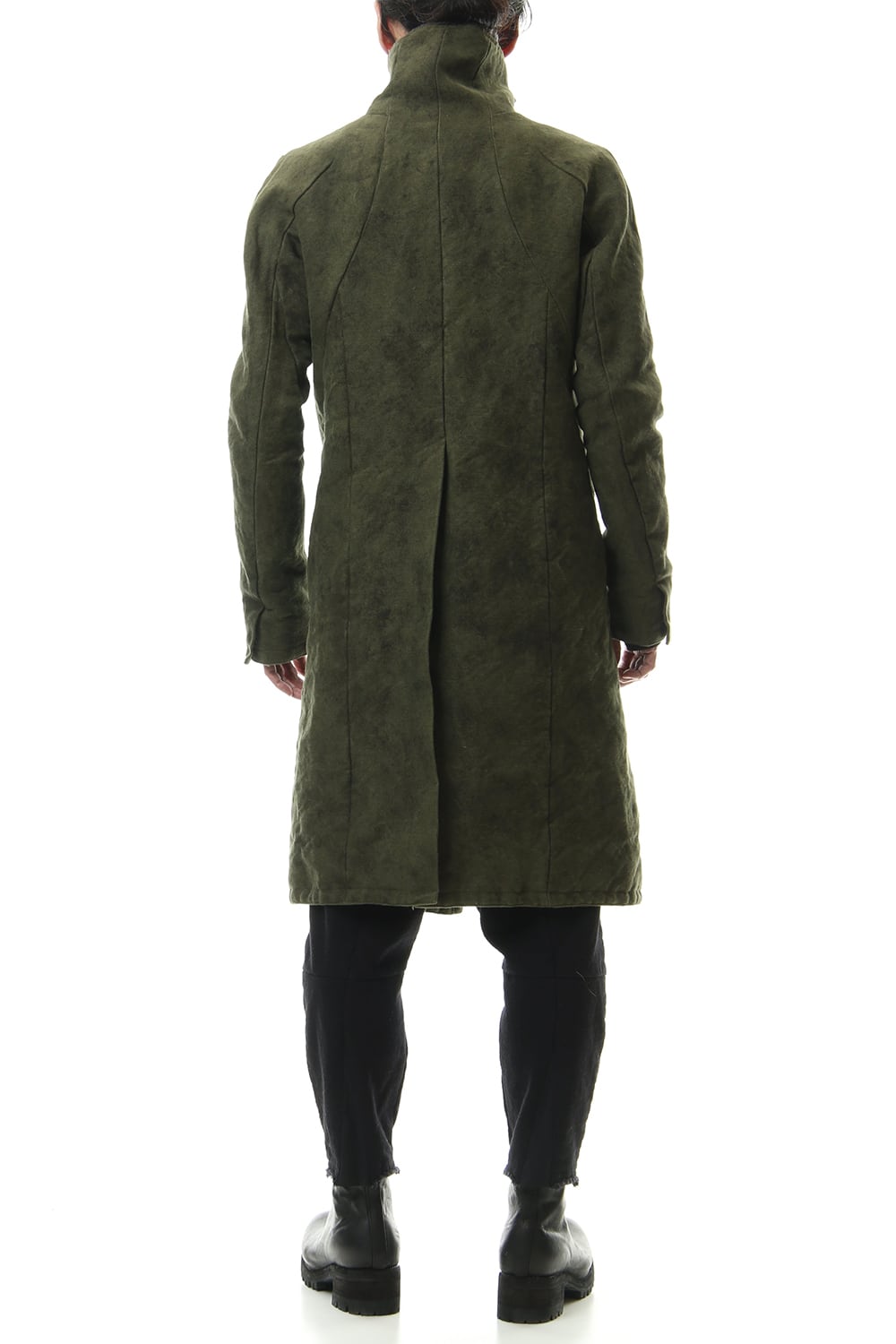 Jute Cotton Military twill High neck coat Khaki