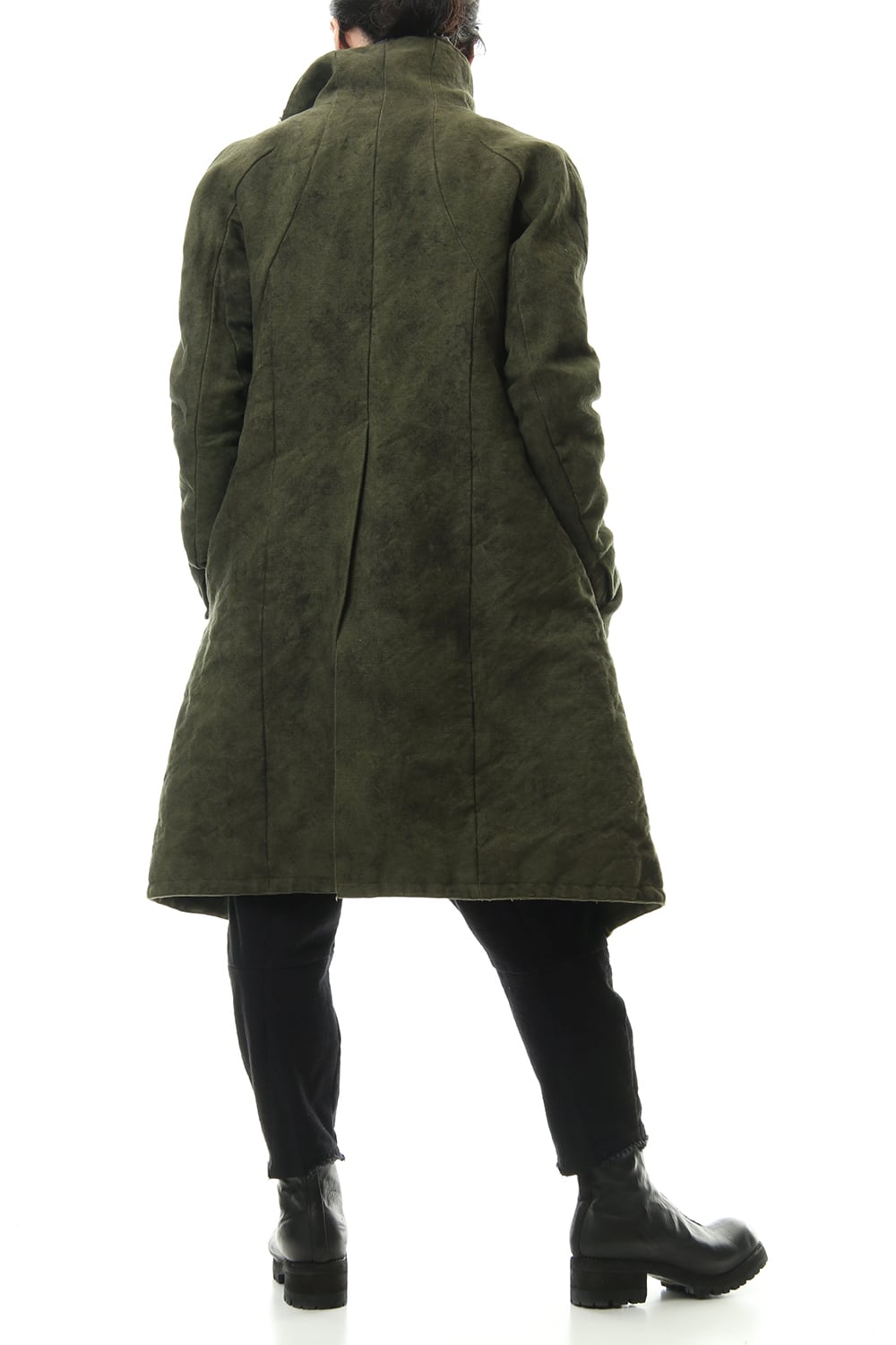 Jute Cotton Military twill High neck coat Khaki