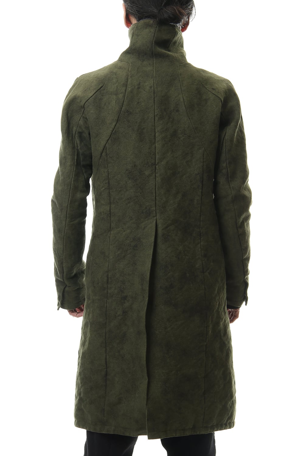 Jute Cotton Military twill High neck coat Khaki