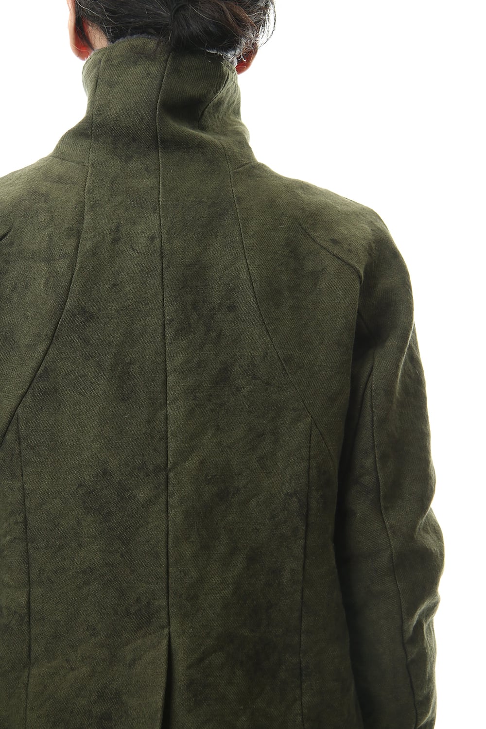 Jute Cotton Military twill High neck coat Khaki