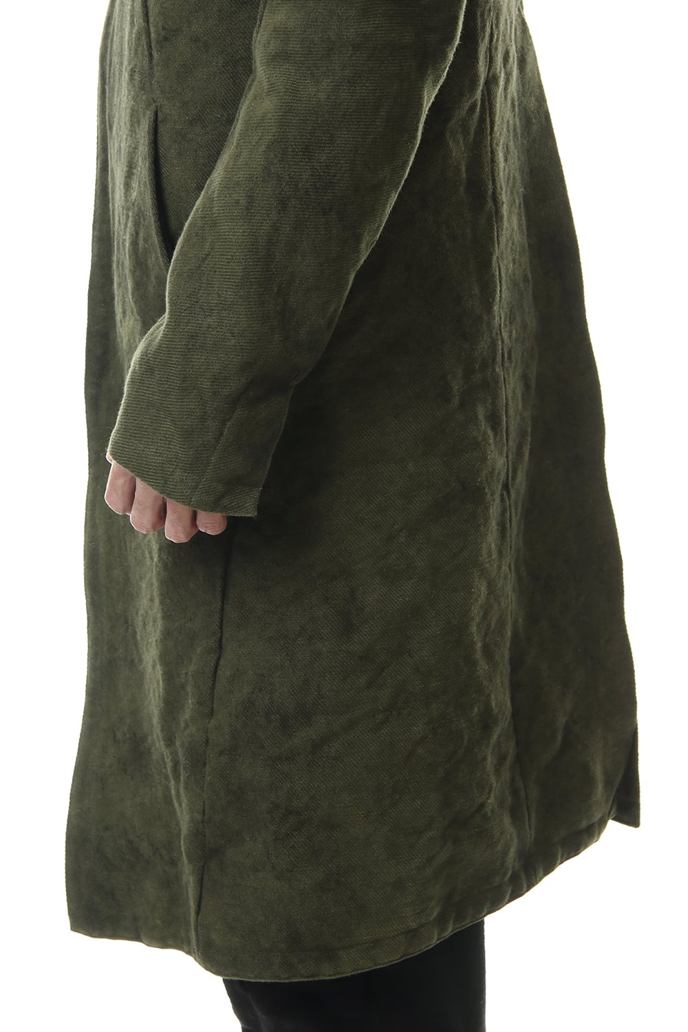 Jute Cotton Military twill High neck coat Khaki