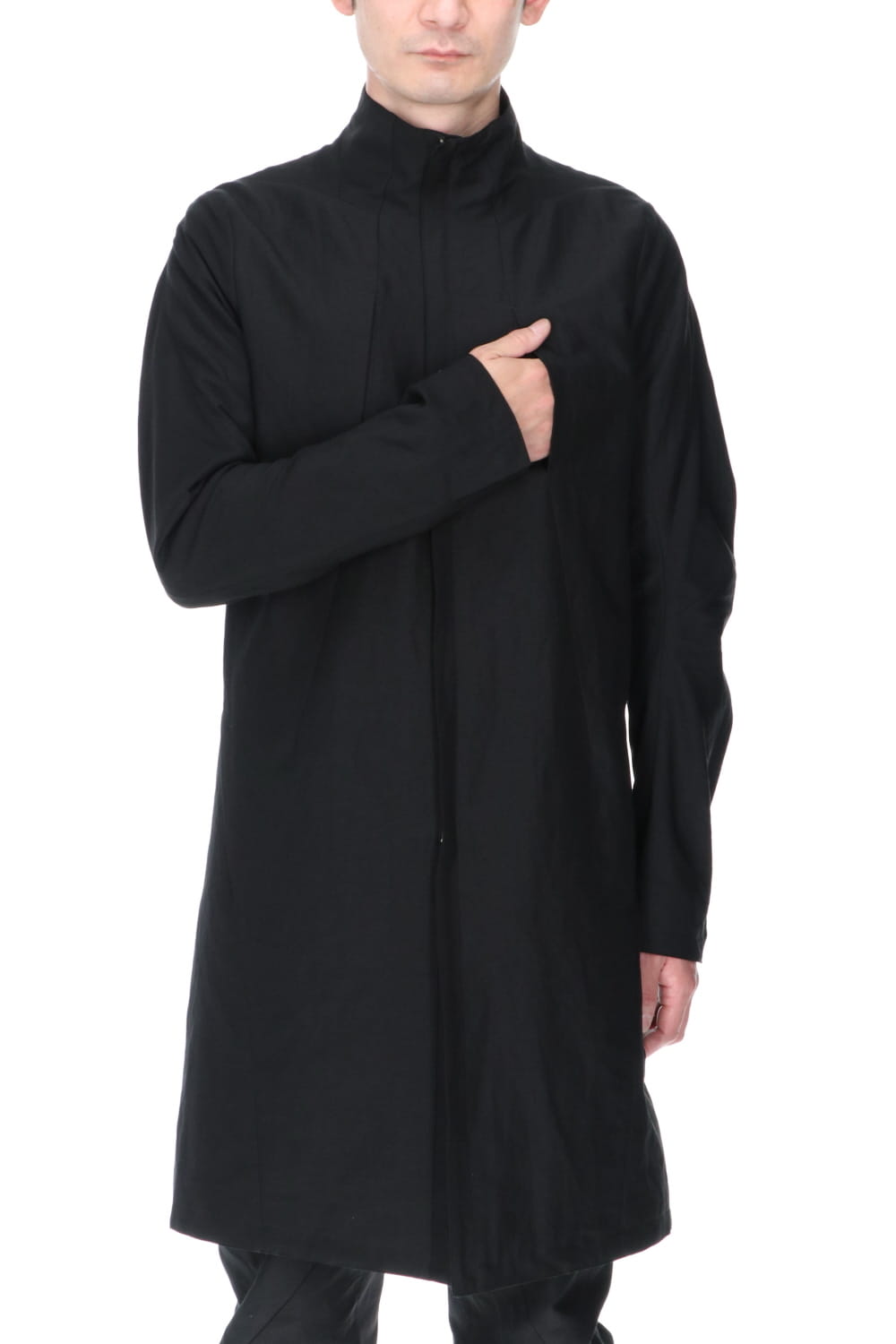 Dobby Minimal Striped High-Neck Coat