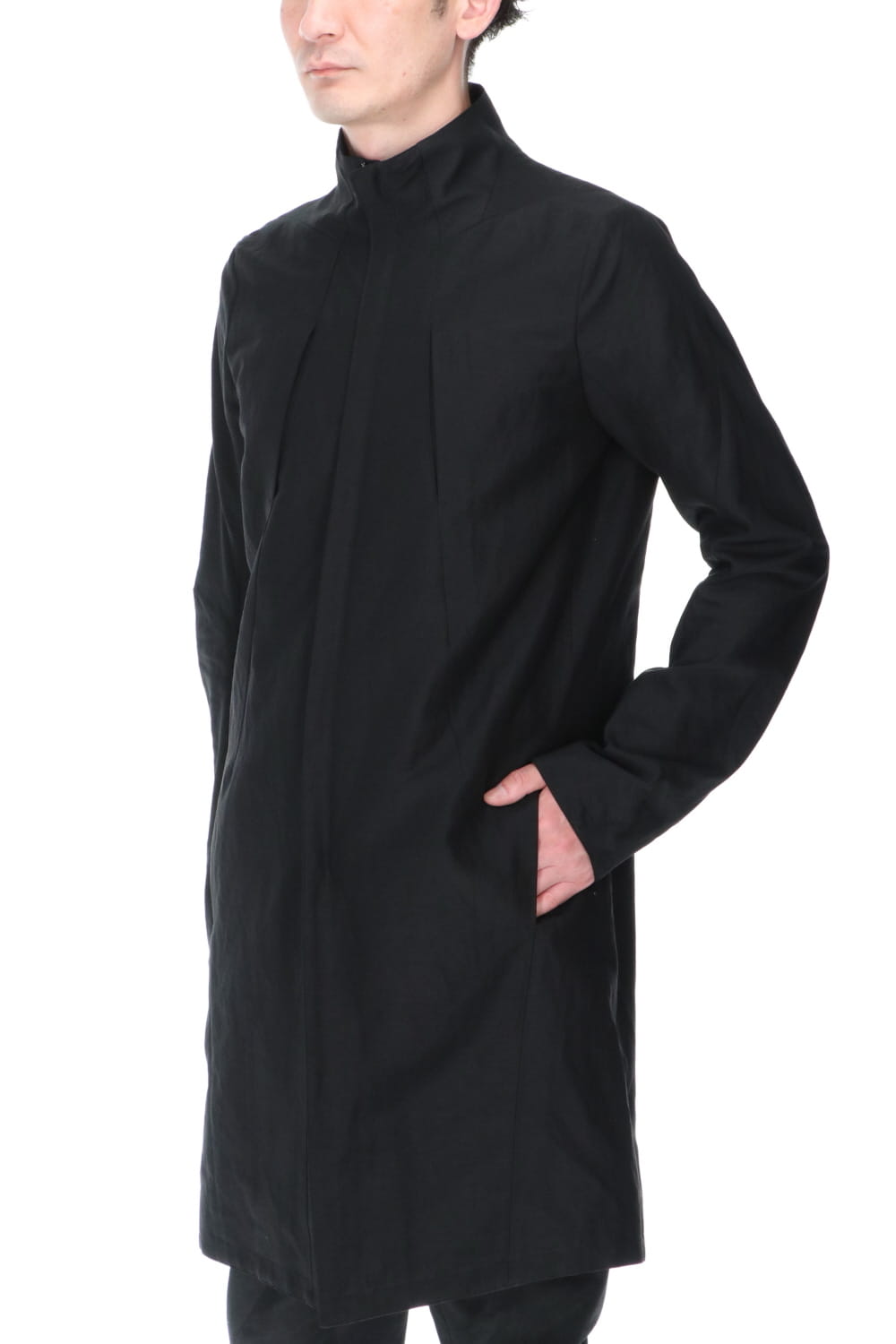 Dobby Minimal Striped High-Neck Coat