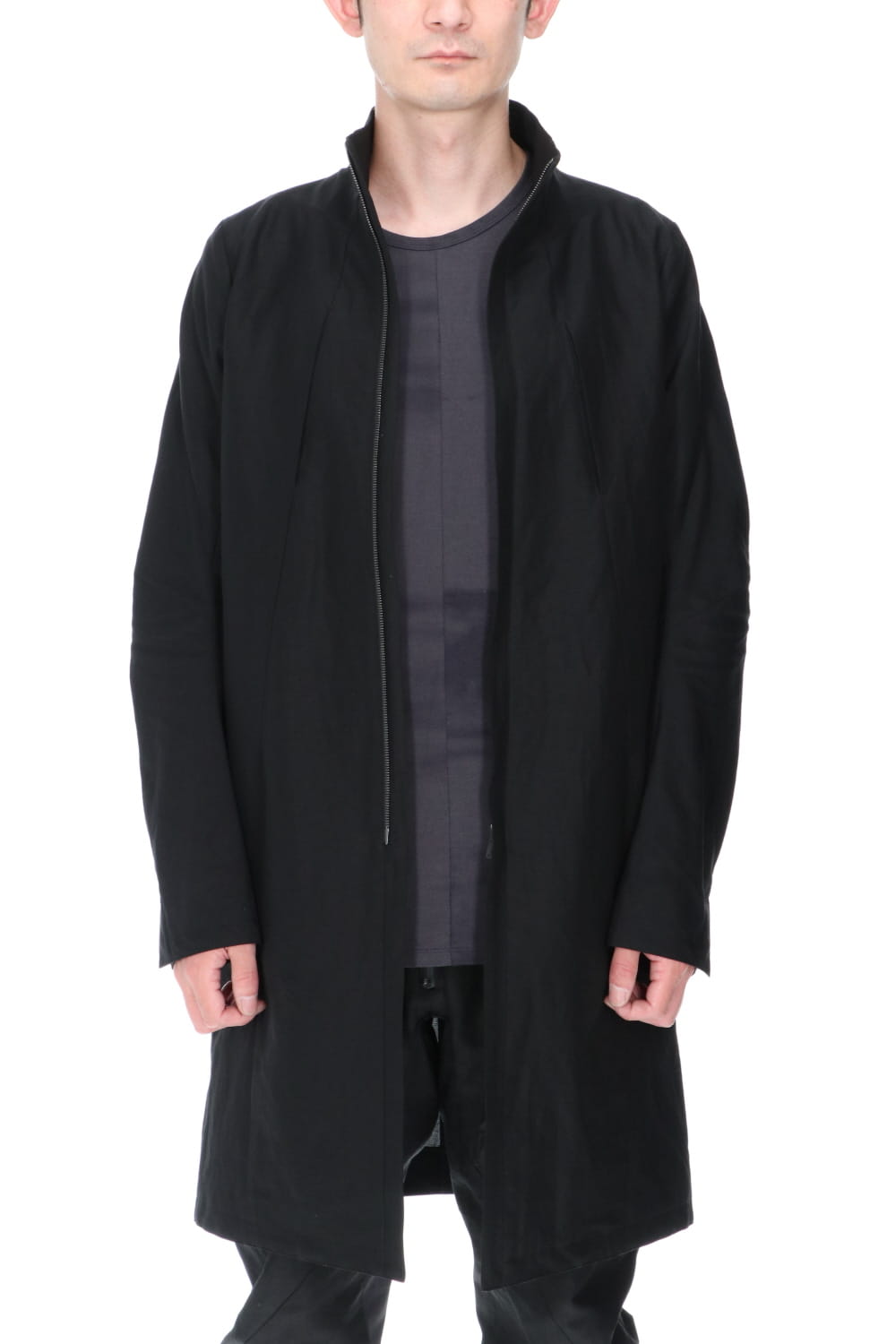 Dobby Minimal Striped High-Neck Coat