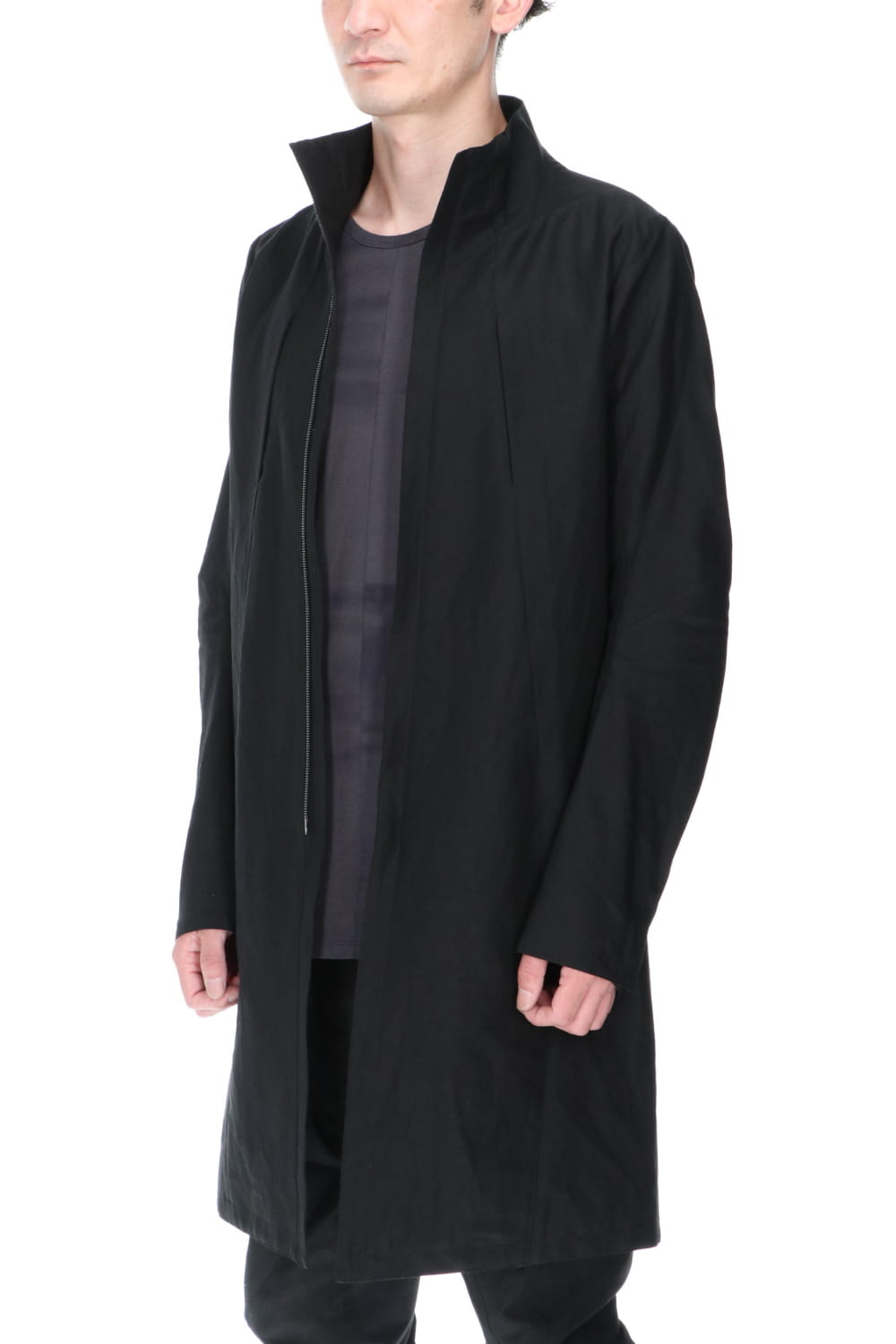 Dobby Minimal Striped High-Neck Coat