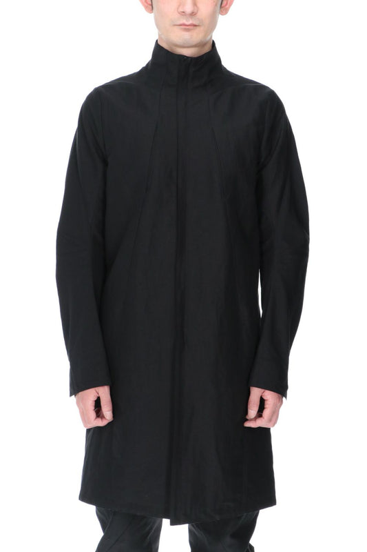 Dobby Minimal Striped High-Neck Coat