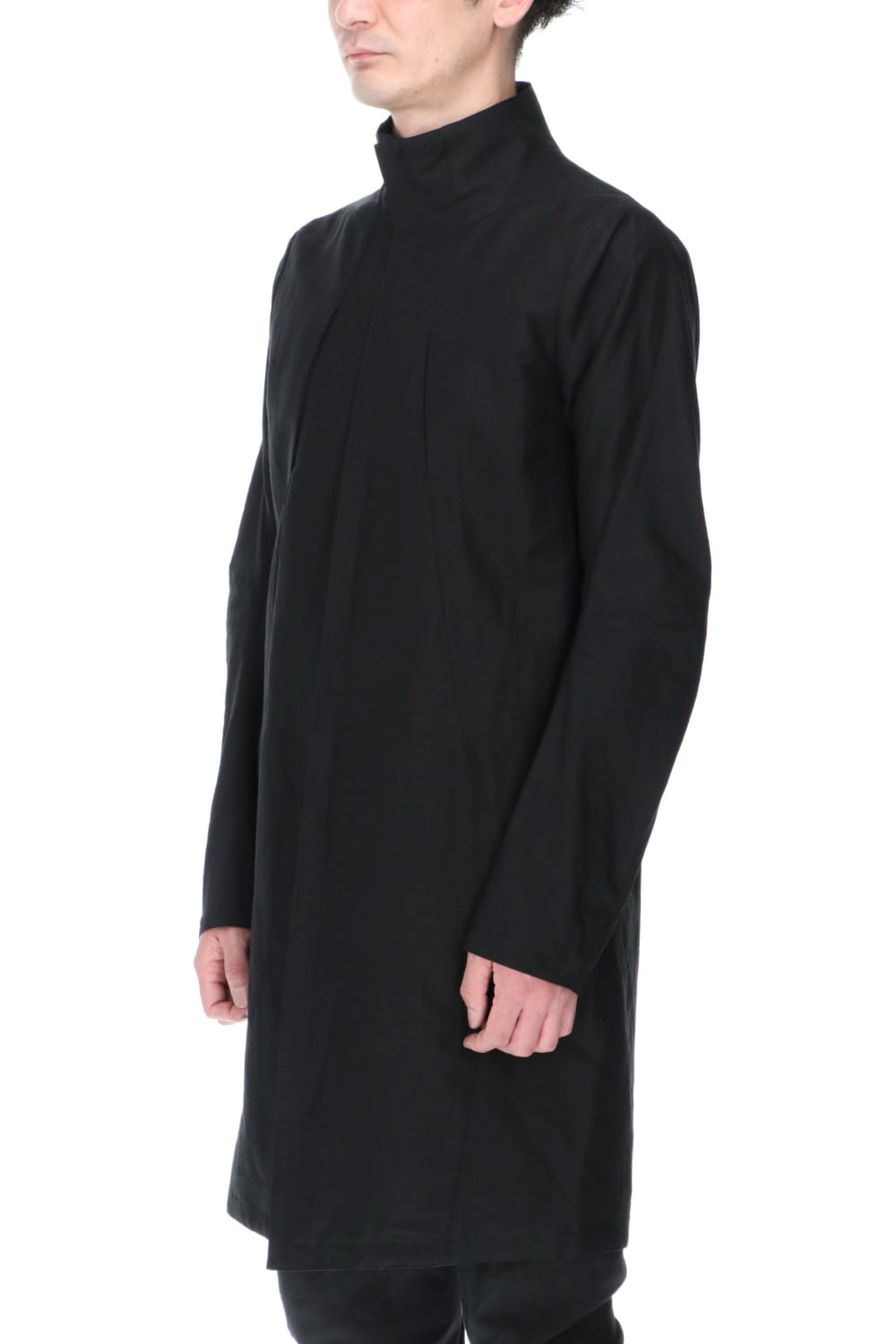 Dobby Minimal Striped High-Neck Coat