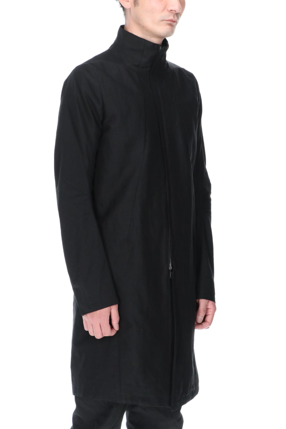 Dobby Minimal Striped High-Neck Coat