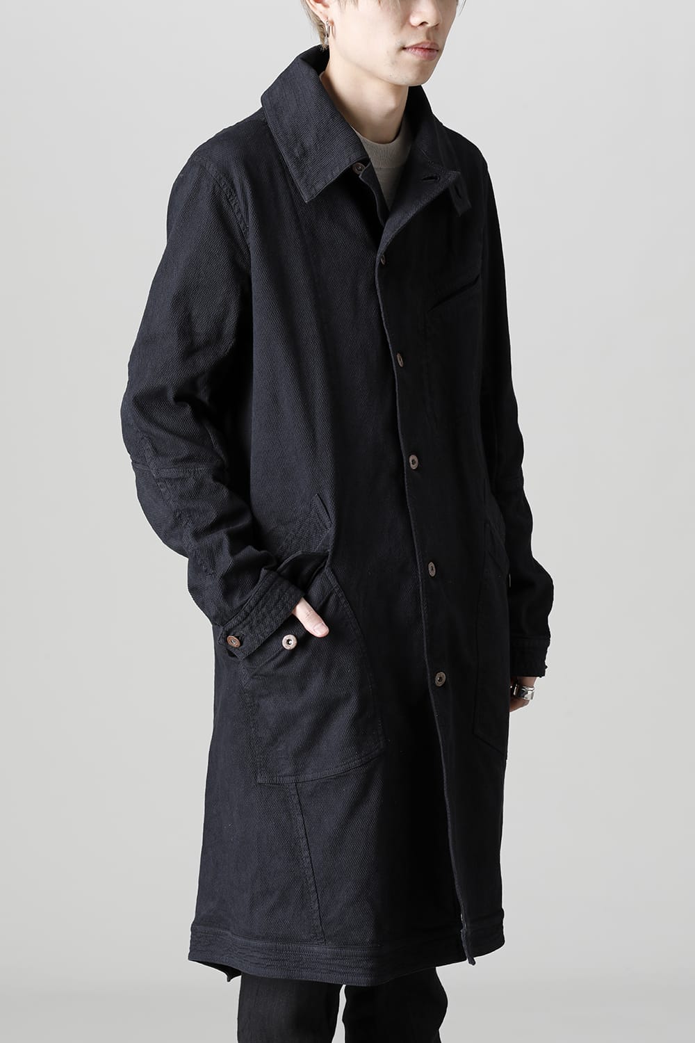 Dobby Cotton Stretch Worker Coat  Black