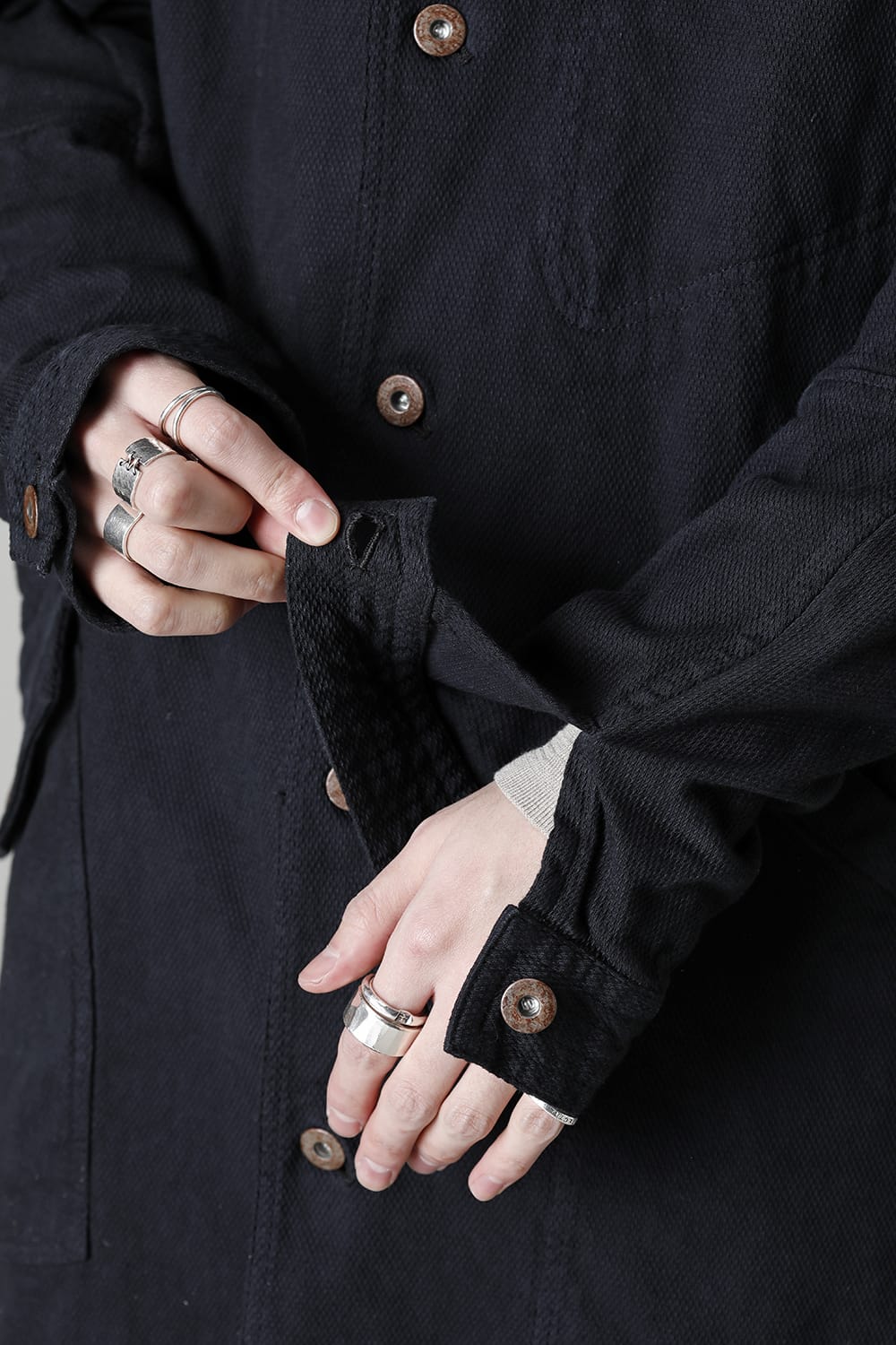 Dobby Cotton Stretch Worker Coat  Black