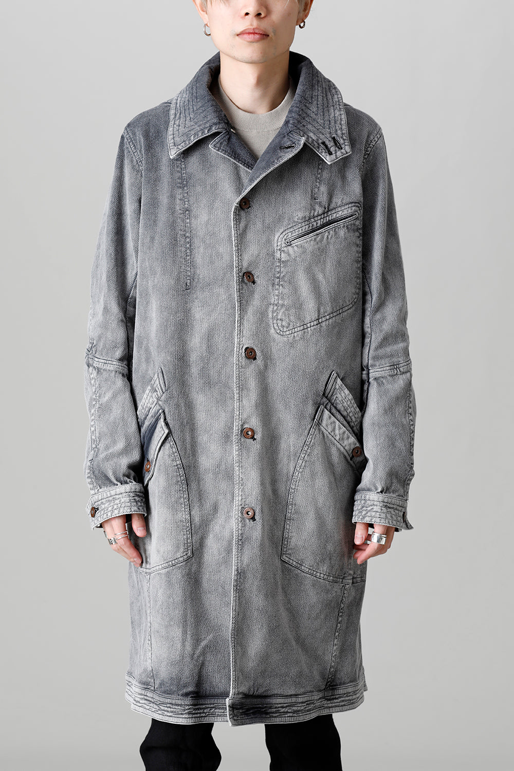 Bleach Dobby Cotton Stretch Worker Coat  Bleach Gray