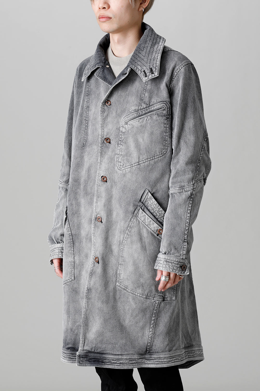 Bleach Dobby Cotton Stretch Worker Coat  Bleach Gray