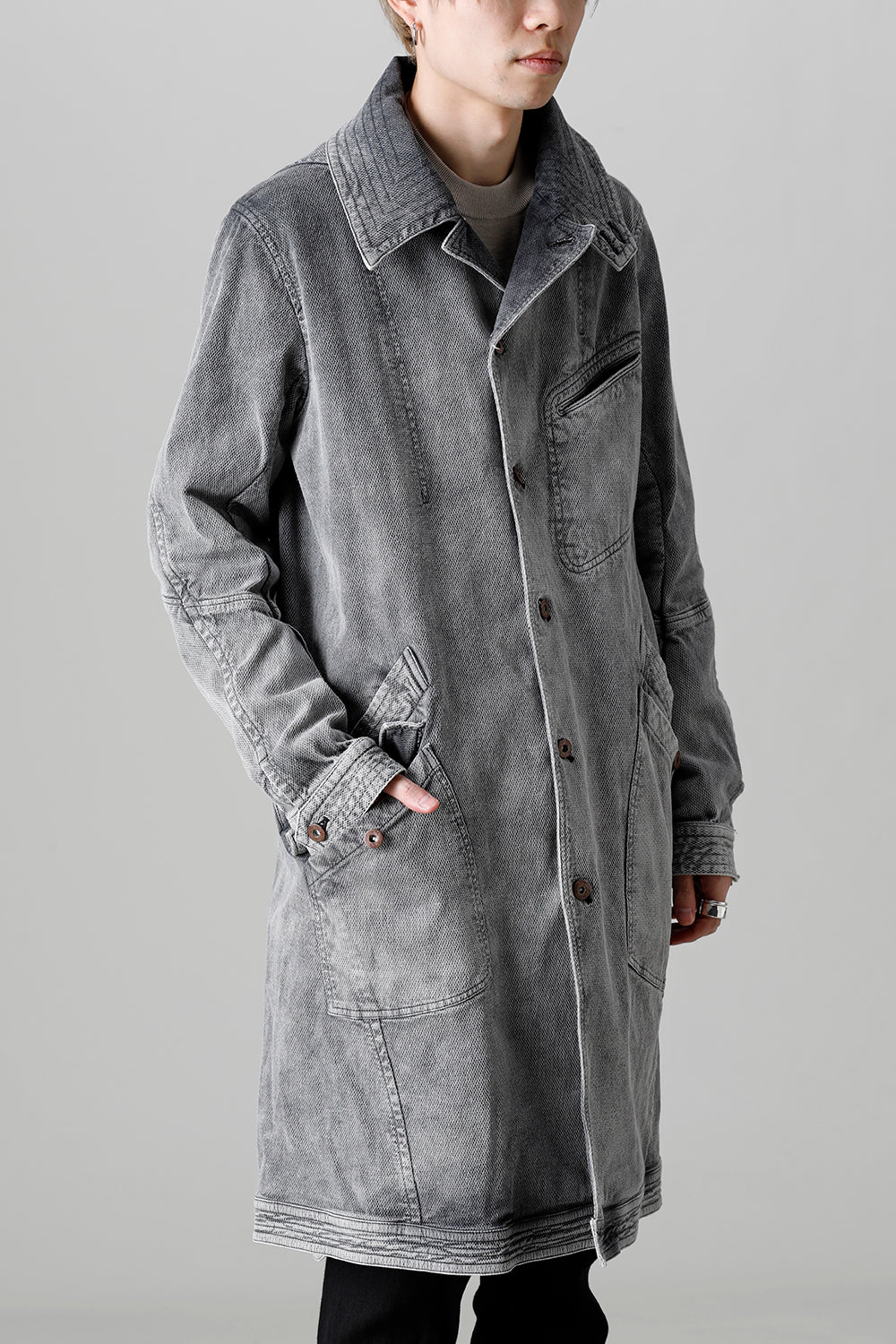 Bleach Dobby Cotton Stretch Worker Coat  Bleach Gray