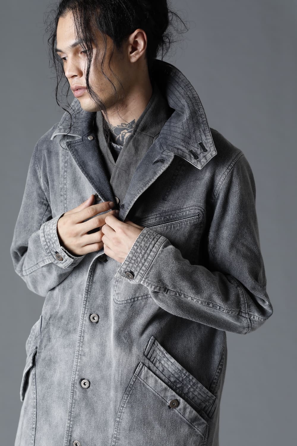 Bleach Dobby Cotton Stretch Worker Coat  Bleach Gray