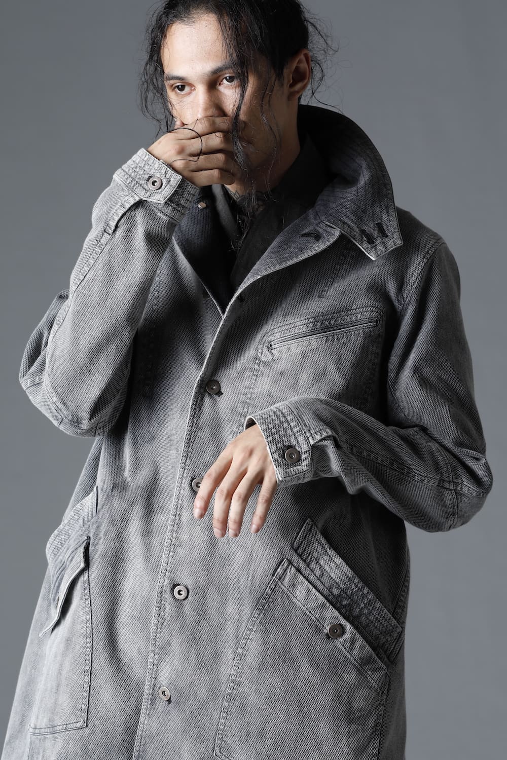 Bleach Dobby Cotton Stretch Worker Coat  Bleach Gray