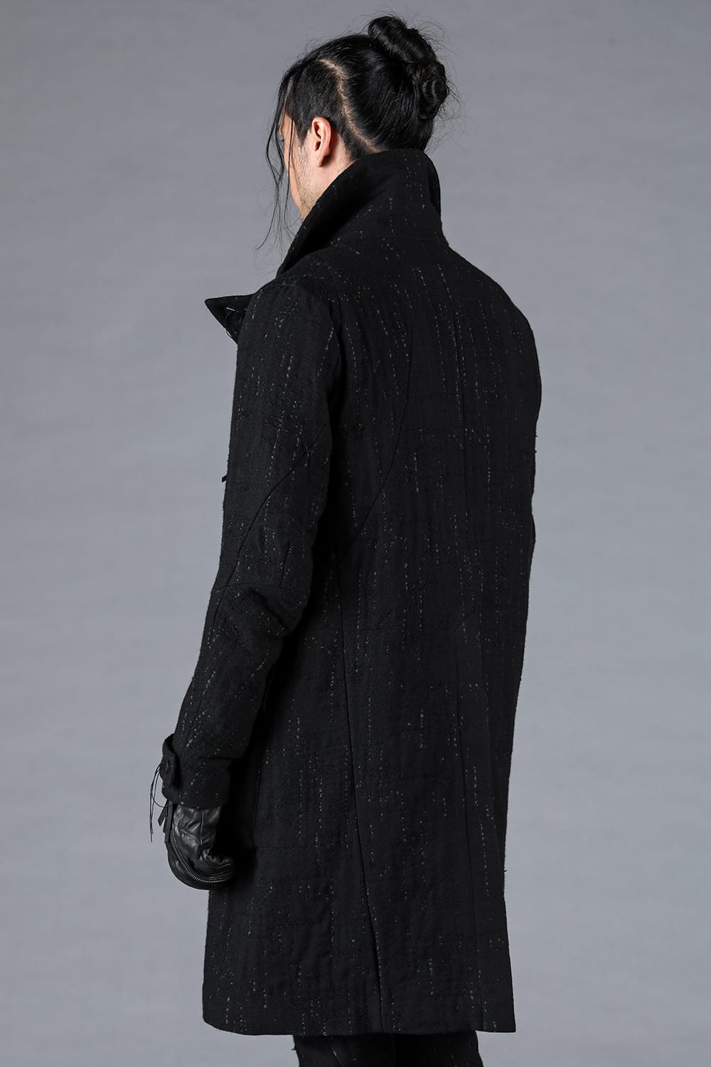 Double Woven Crushed Jacquard Double Breasted Coat