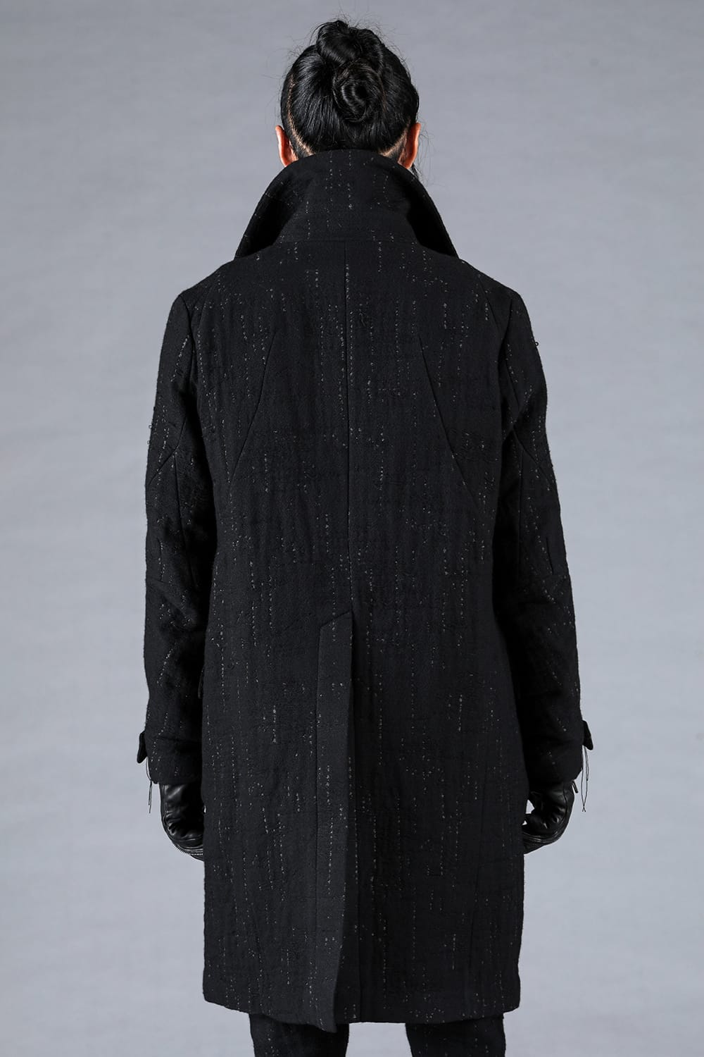 Double Woven Crushed Jacquard Double Breasted Coat