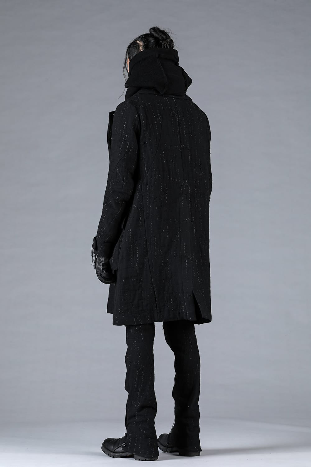 Double Woven Crushed Jacquard Double Breasted Coat