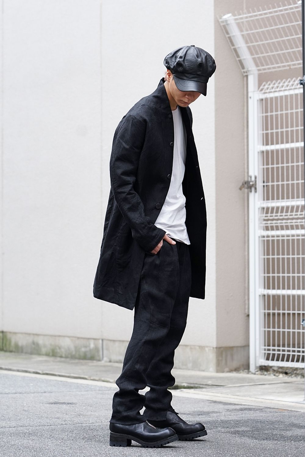 Linen Herringbone Half Coat