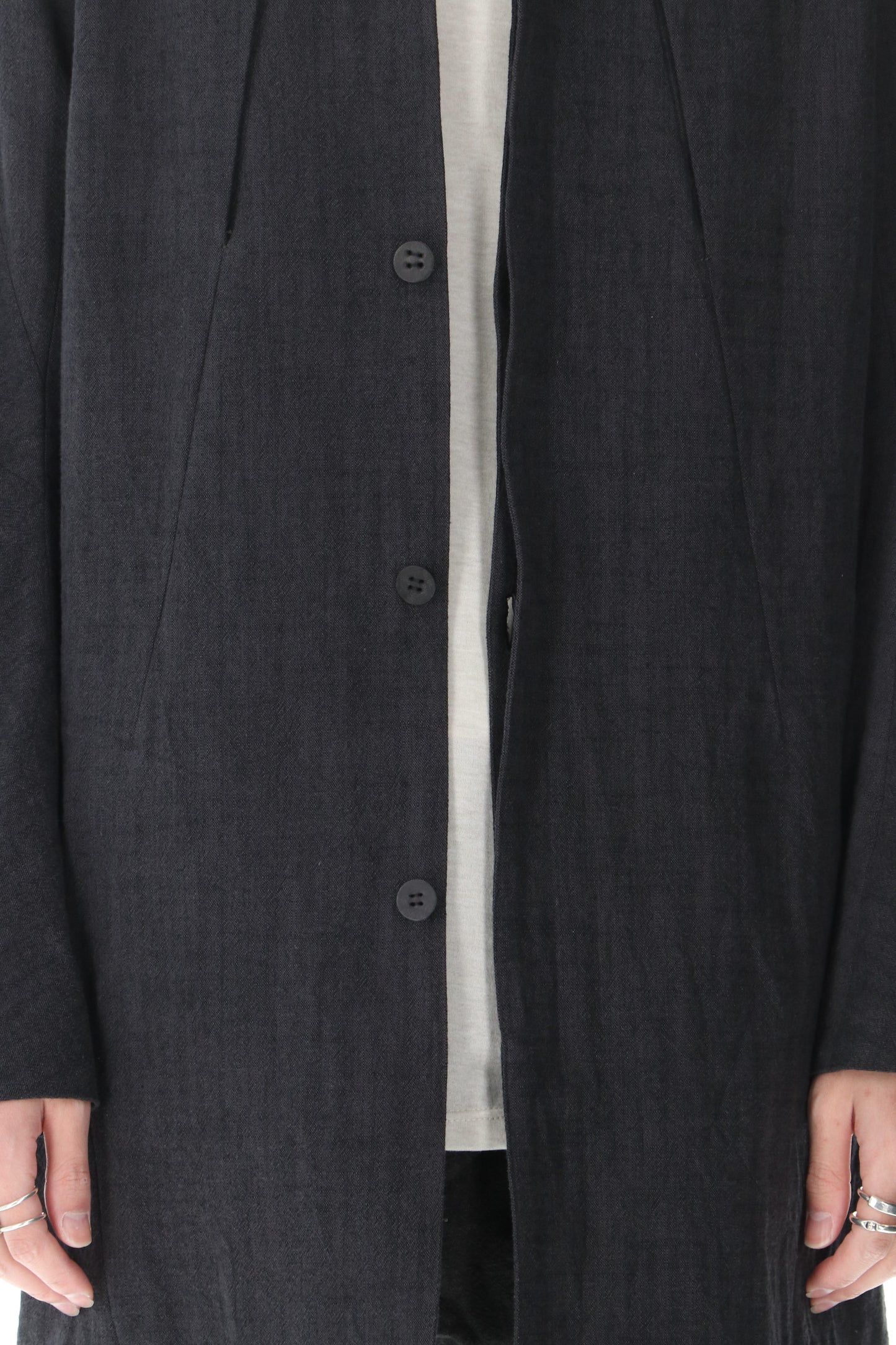 Cotton Washer Processed High-Neck Coat Charcoal