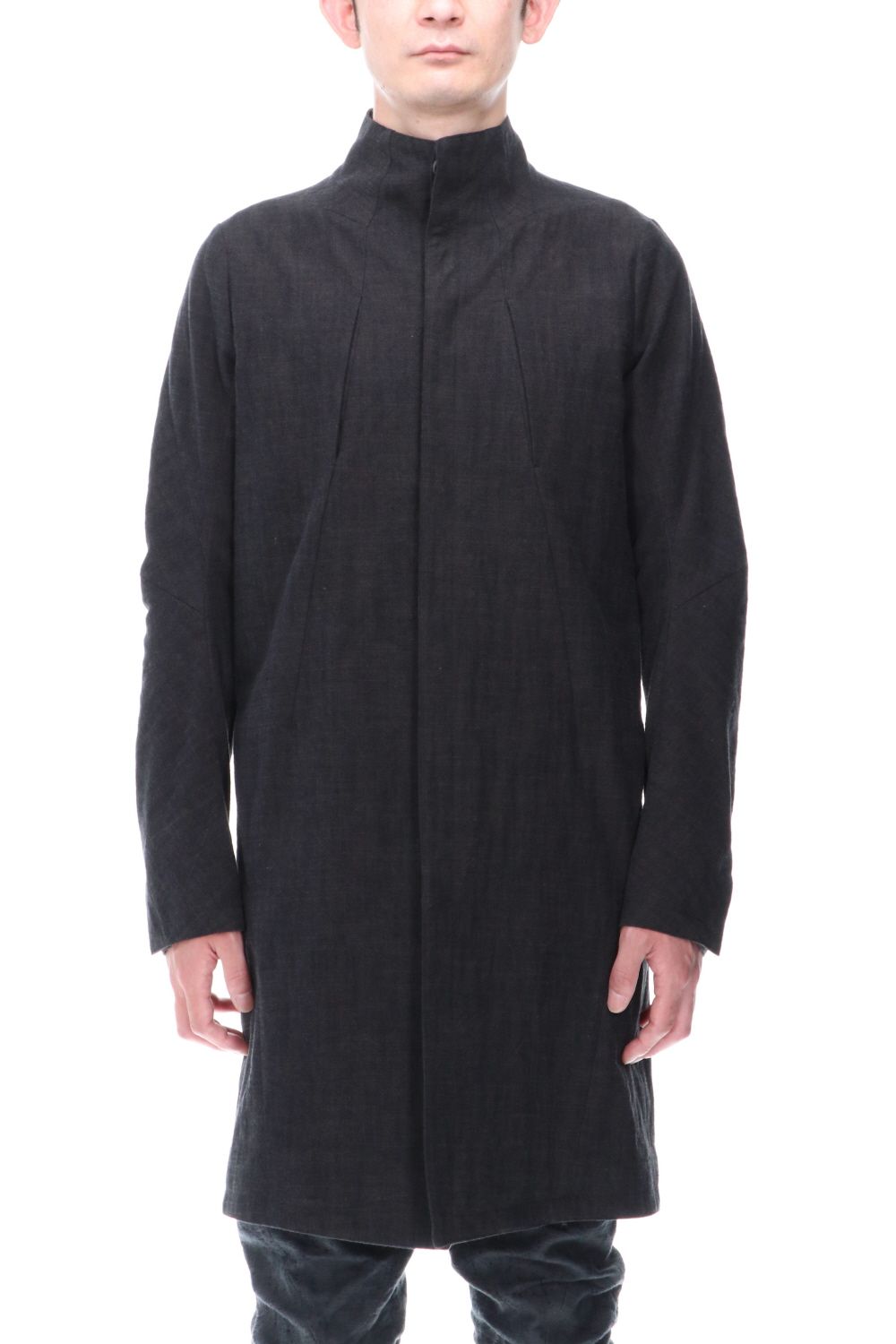 Cotton Washer Processed High-Neck Coat Black